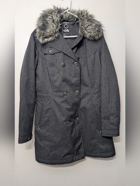 The North Face Primaloft Women's Dark Gray Faux-Fur Trim Trench Coat